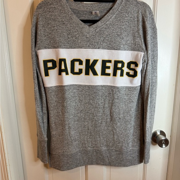 NFL Gray V-Neck Packers Sweater - Picture 1 of 7